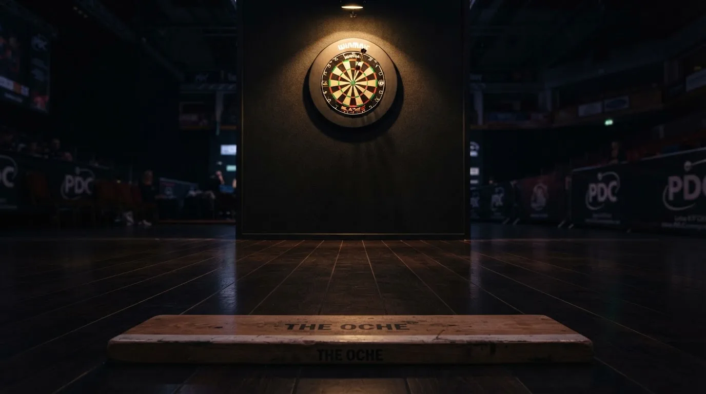 Een lege rechtszaal met houten banken in het ochtendlicht